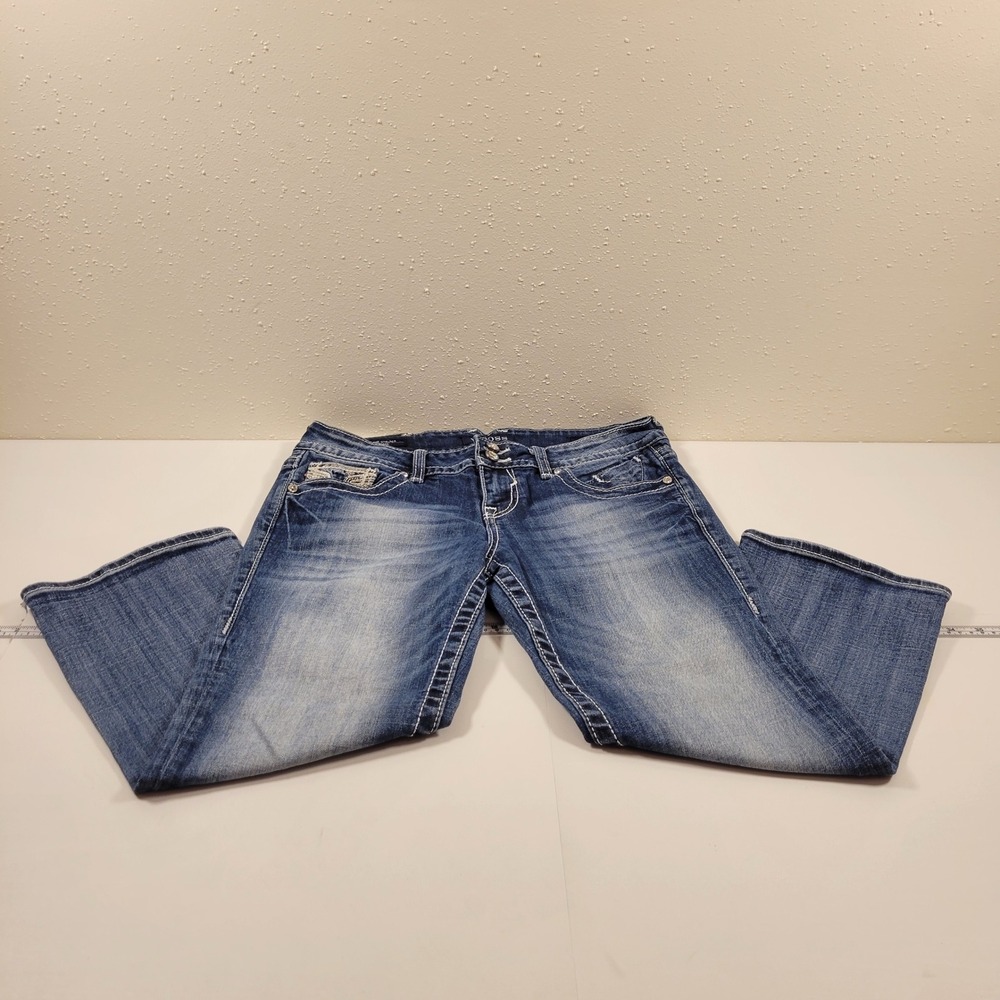 Vigoss Chelsea Capri Jeans Womens 7/8 Blue Excellent Embroidered Contrast Stitch